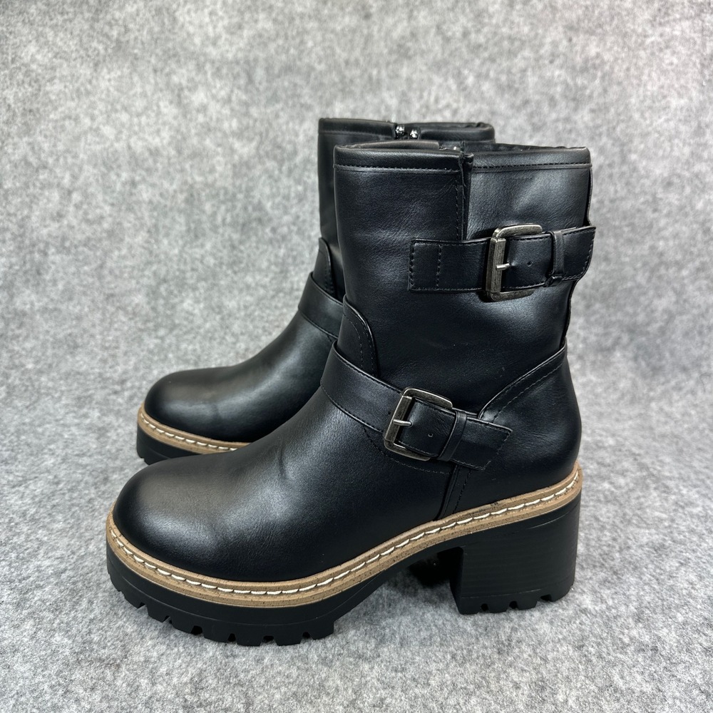 Sincerely Jules Marise Black Moto Boots Womens 8 Platform Lug Sole - Picture 4 of 14